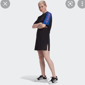Rare Adidas Tee Dress Black/Orange/Blue